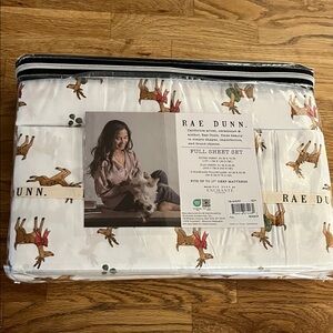 NWT Rae Dunn Reindeer Full Sheet Set